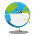 The sad face of the globe. coronavirus. Sick planet